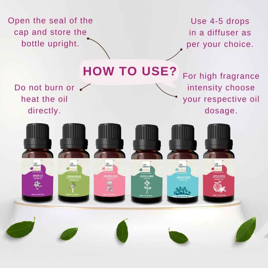 Air Roma Pack of 6 Pure | Natural And Undiluted Diffuser Oil