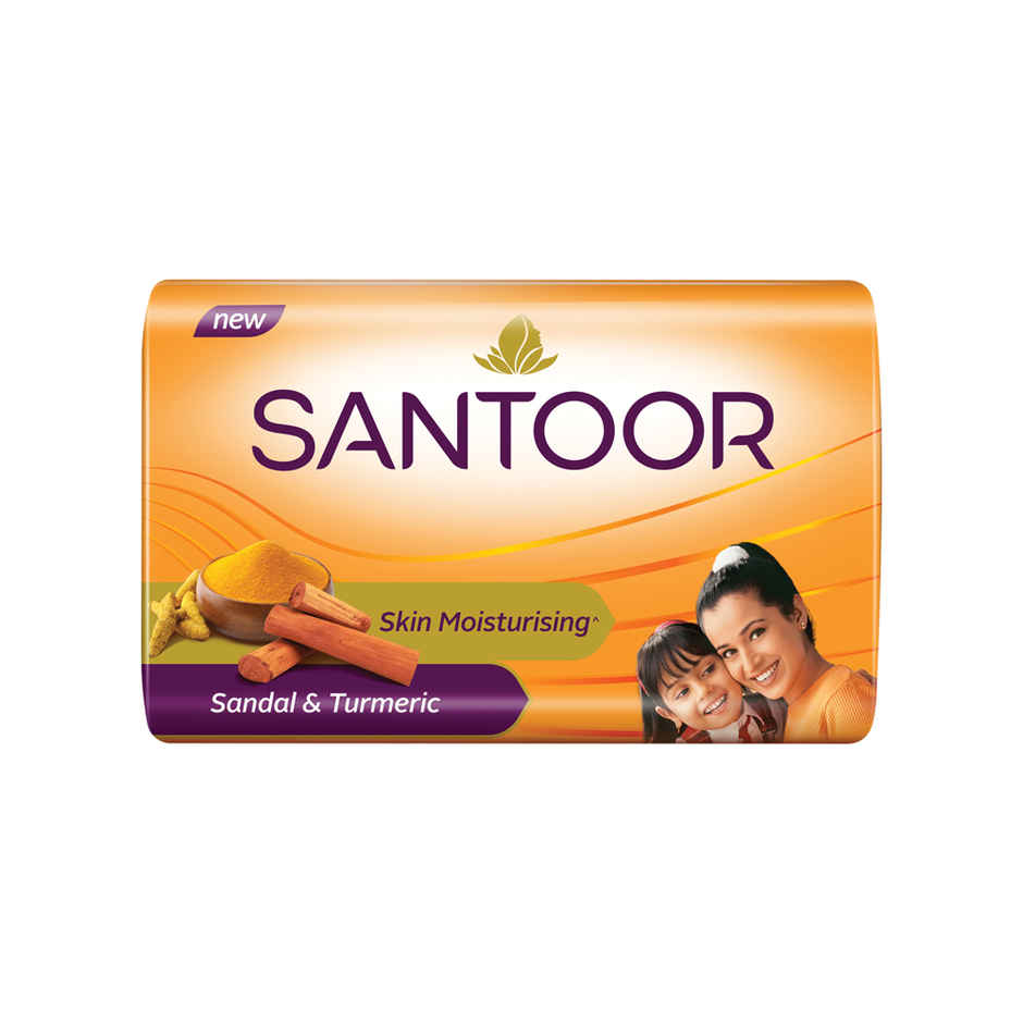 Santoor Skin Moisturizing Sandal and Turmeric Bathing Soap With Anti-Aging Properties