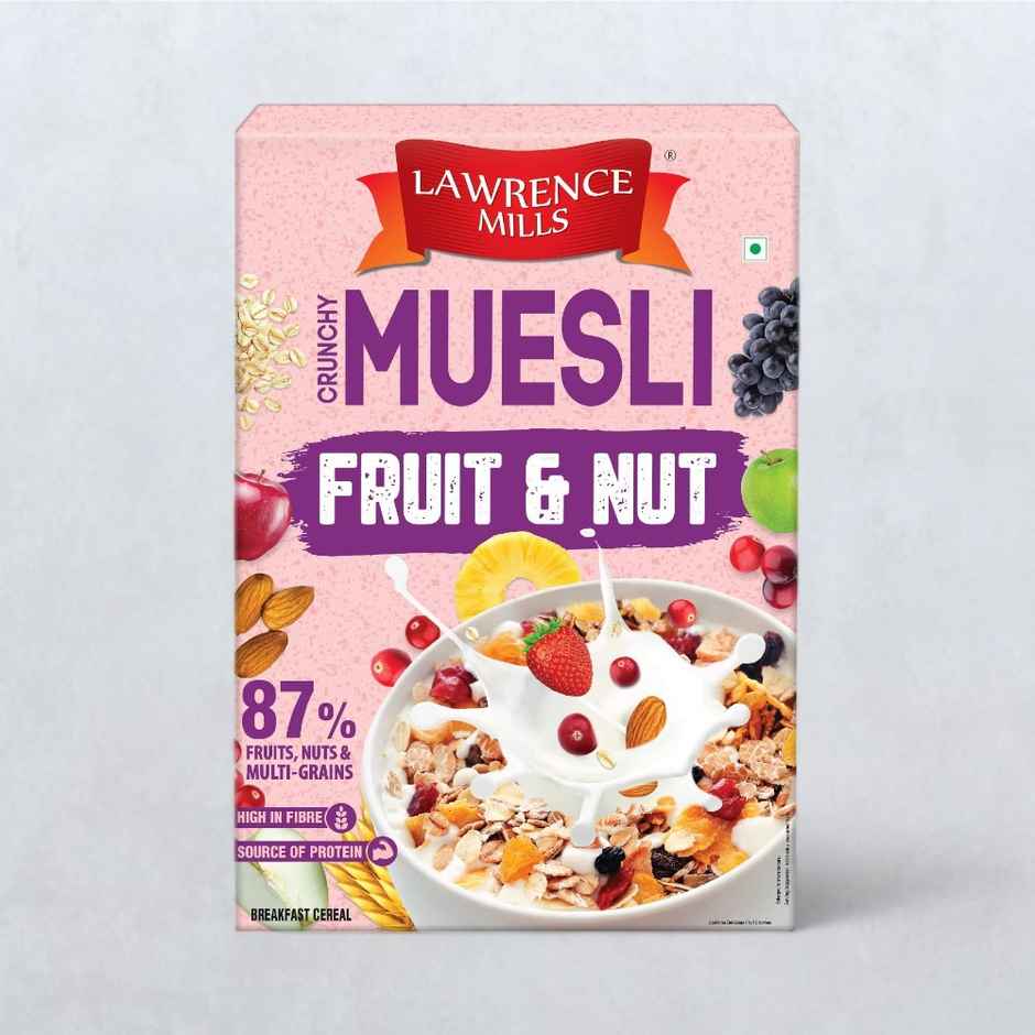 Lawrence Mills Crunchy Fruit & Nut Muesli 87% Fruits Nuts & Multi-Grains