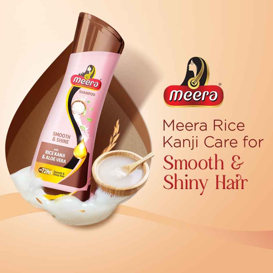 Meera Smooth & Shine Shampoo with Rice Kanji & Aloe Vera | Up to 72 Hours Smooth & Shiny Hair