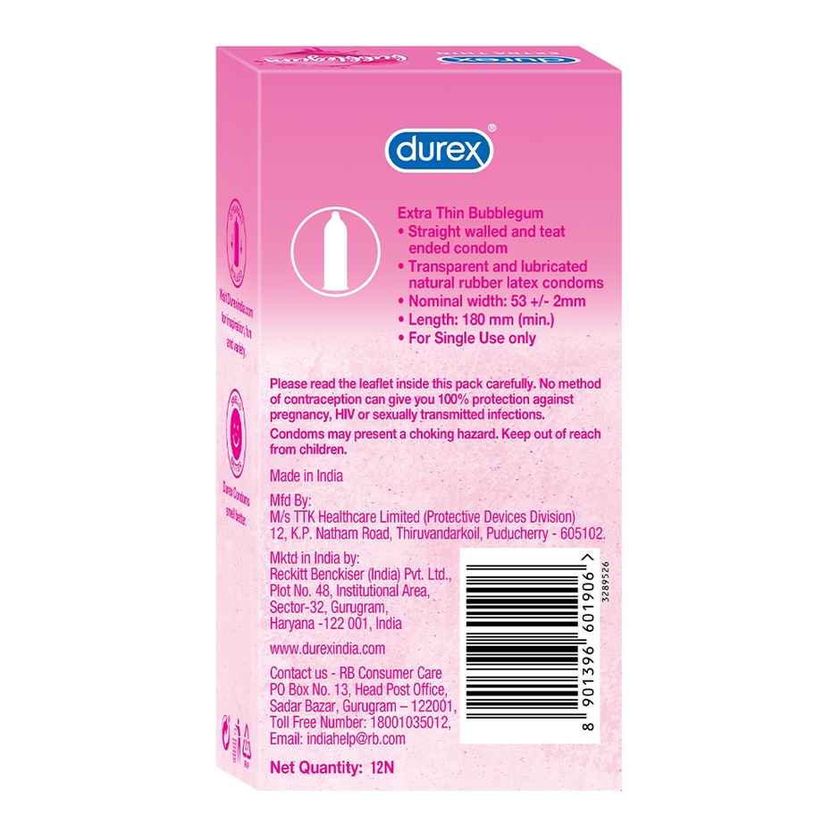 Durex Extra Thin Bubblegum Flavoured Condoms