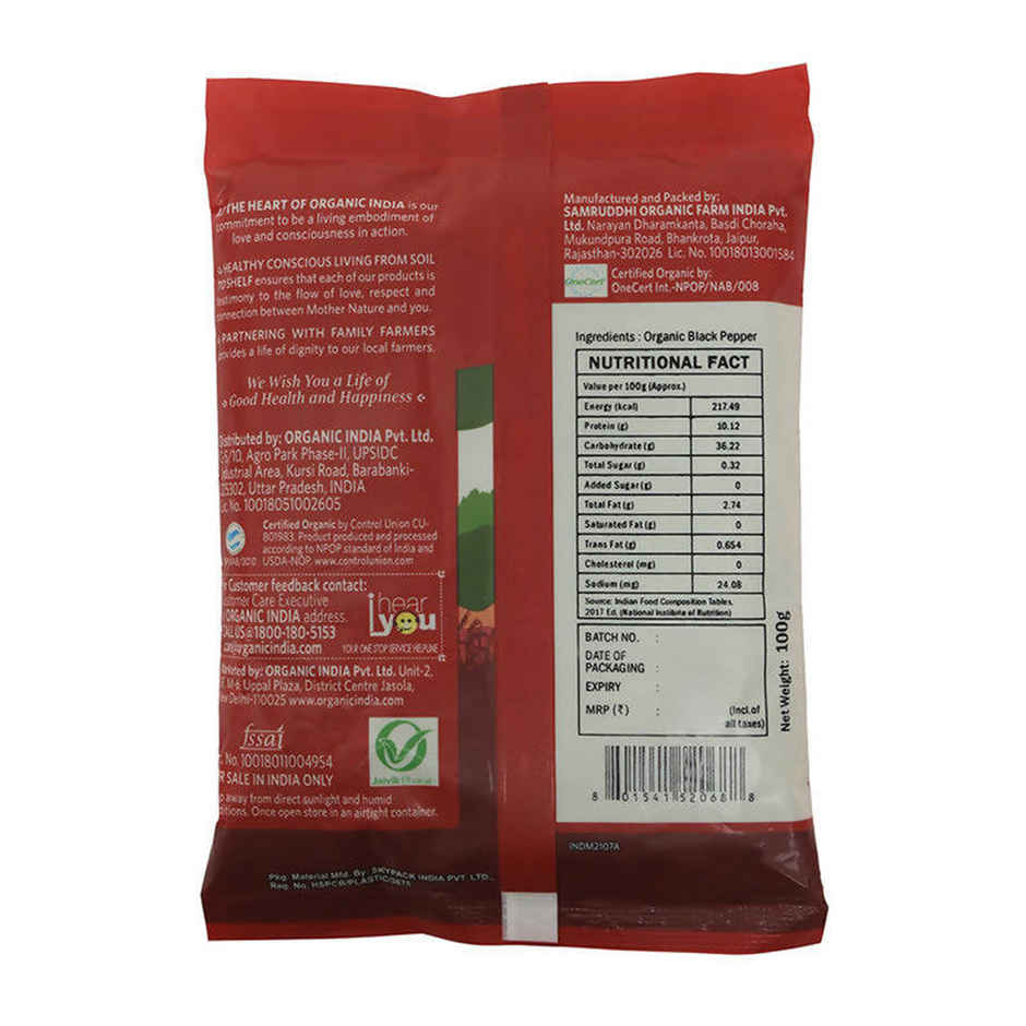 A TATA Product - Organic India Flavorful, Organic Black Pepper(Whole)