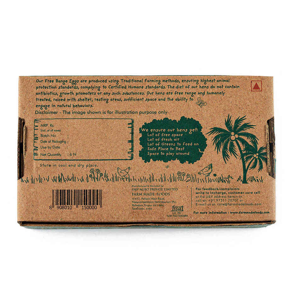 Farm Made Free Range Brown Eggs - Protein Rich, Veg Feed, Non-Fertile