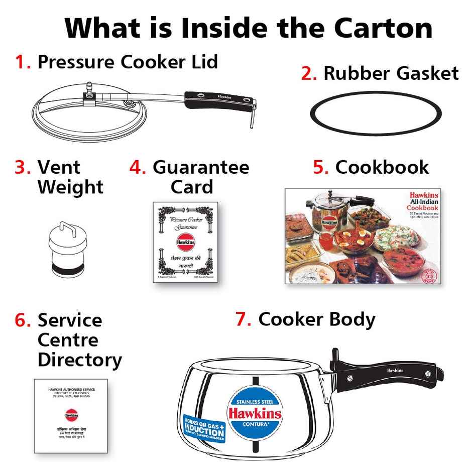 Hawkins 3 Litre Contura Pressure Cooker Stainless Steel Inner Lid Cooker Induction Cooker - Silver