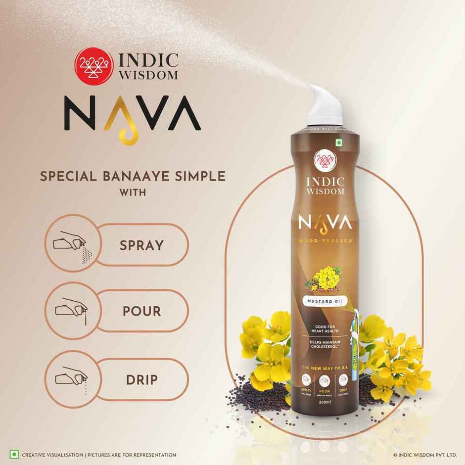 Indic Wisdom Nava Spray - Mustard Wood Pressed Oil (Spray For Cooking)