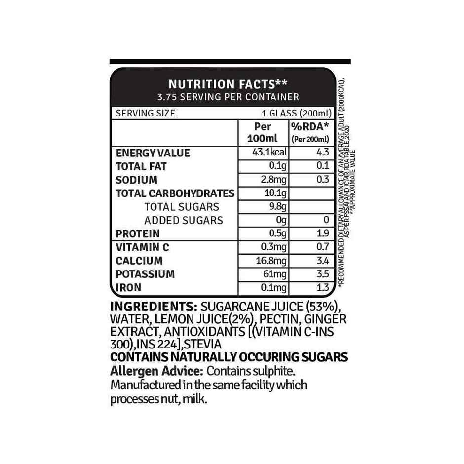 RAW Pressery Refreshers Sugarcane Juice  Not From Concentrate