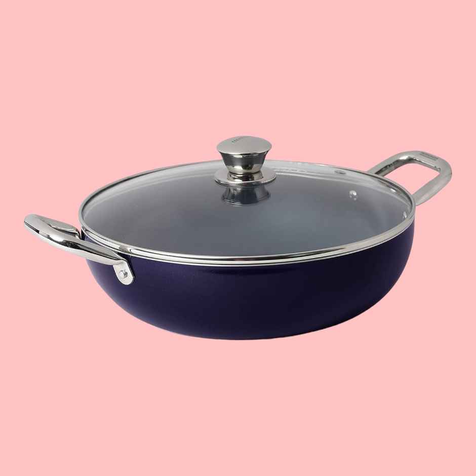 Fackelmann Ceramic Nonstick Kadhai With Lid 24 cm