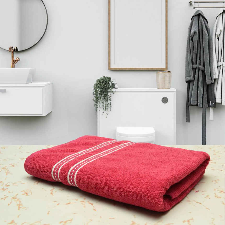 Capsicum Cotton Bath Towel Large Size | 450 GSM | 70 x 140 CM | Fuschia Pink