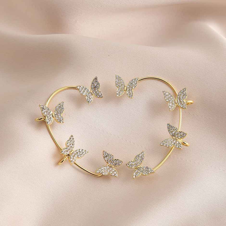 Shining Diva Fashion Stylish 2 Pcs Combo Clip on Ear Cuff Earrings for Women and Girls | 15590er