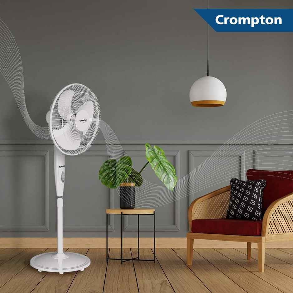 Crompton Highspeed Torpedo Pedestal Fan, 400mm, Kd White