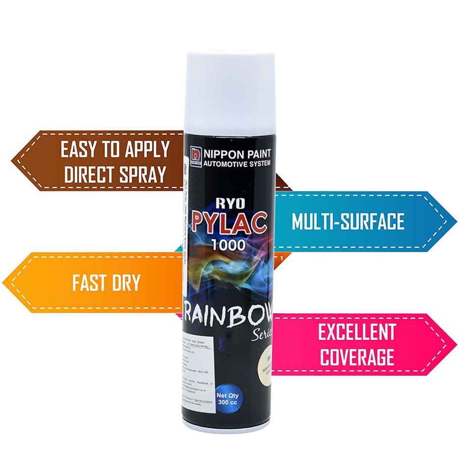 Nippon Paint Pylac Acrylic Multi-Purpose Spray Paint Cream White Color for Car, Bike, Home