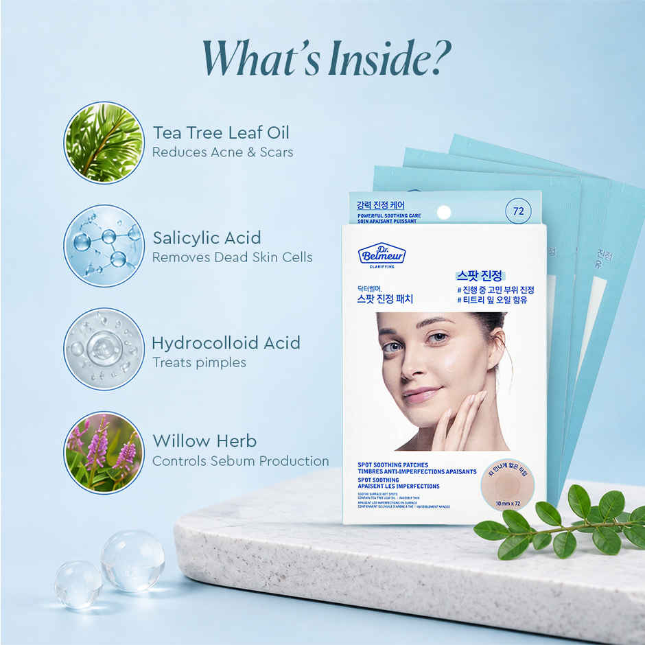 The Face Shop Dr.Belmeur Clarifying Spot Soothing Acne Patches, TeaTree Oil & Salicylic Acid