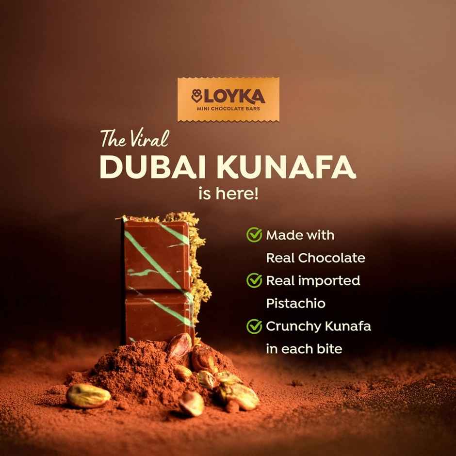 Loyka Dubai Kunafa Pistachio Milk Chocolate Bar