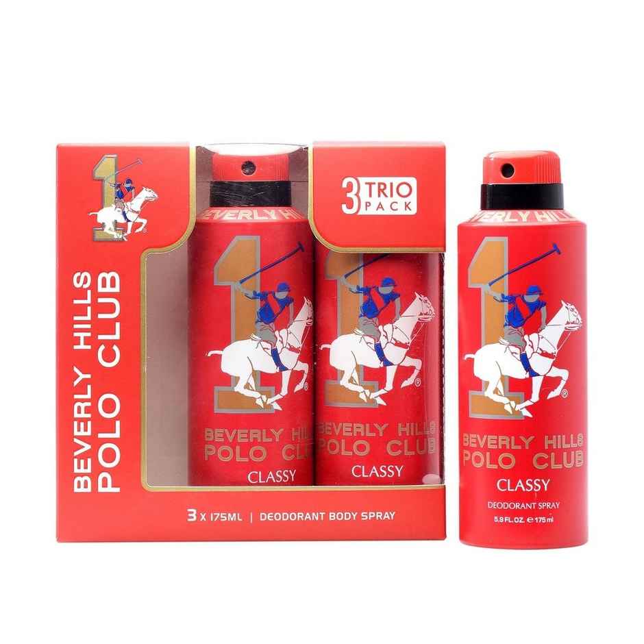 Beverly Hills Polo Club No. 1 TRIO Pack Classy Deodorant Body Spray For Men