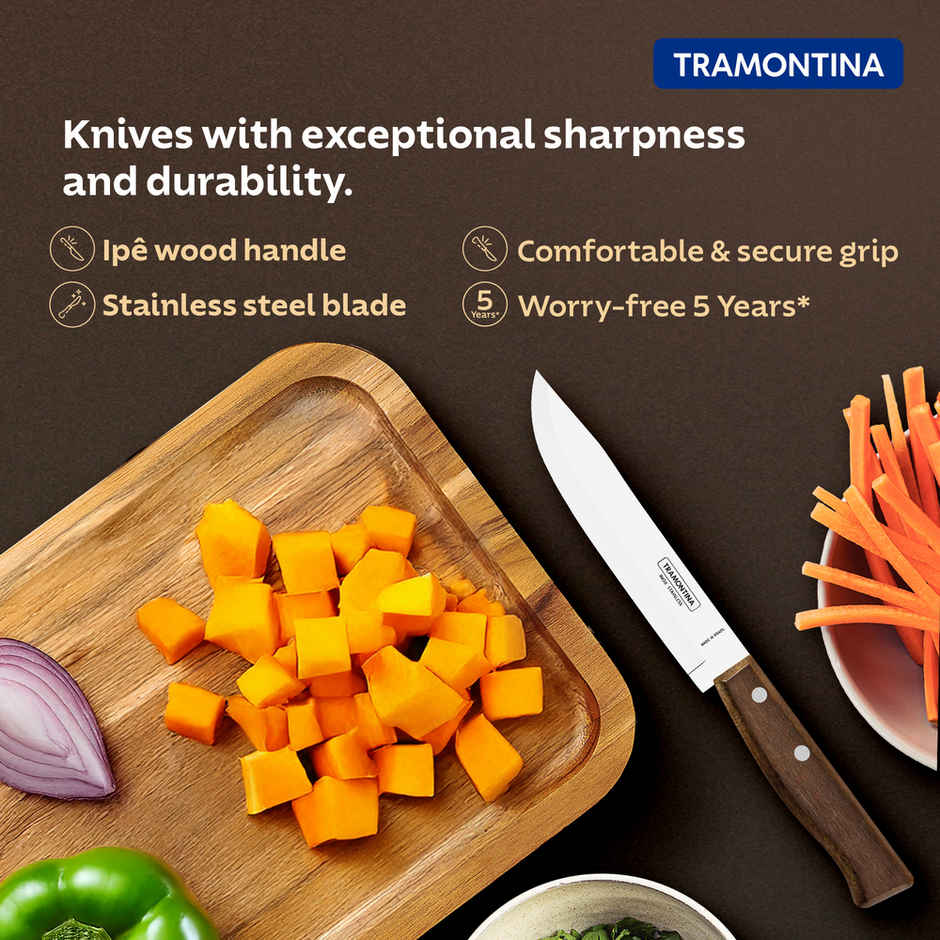 Tramontina Tradicional Stainless Steel Kitchen Knife Chaku, 15 Cm 5.9 Inch | Brown