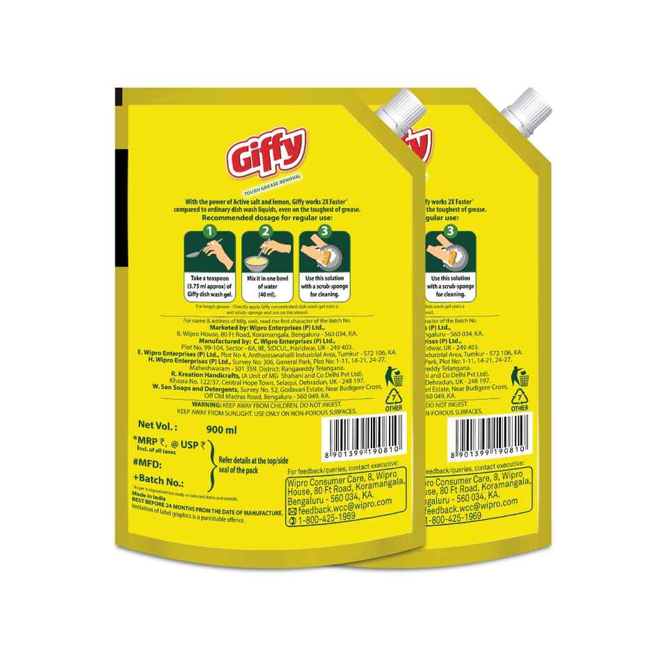 Giffy Active Salt and Lemon Liquid Dish Wash Gel