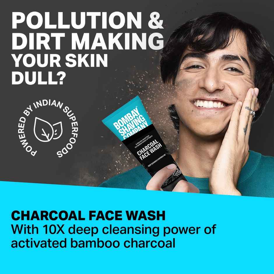 Bombay Shaving Company Charcoal Face Wash, Fights Pollution And Acne | Oil Control For Men Combo
