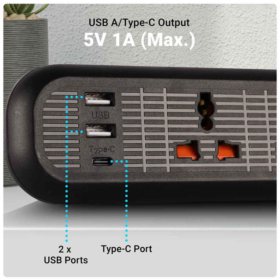 Zebronics Power Bar 132 | 2000W | 1 x Type C Port | 3 x Universal Socket | 2 x USB Port | 3 m