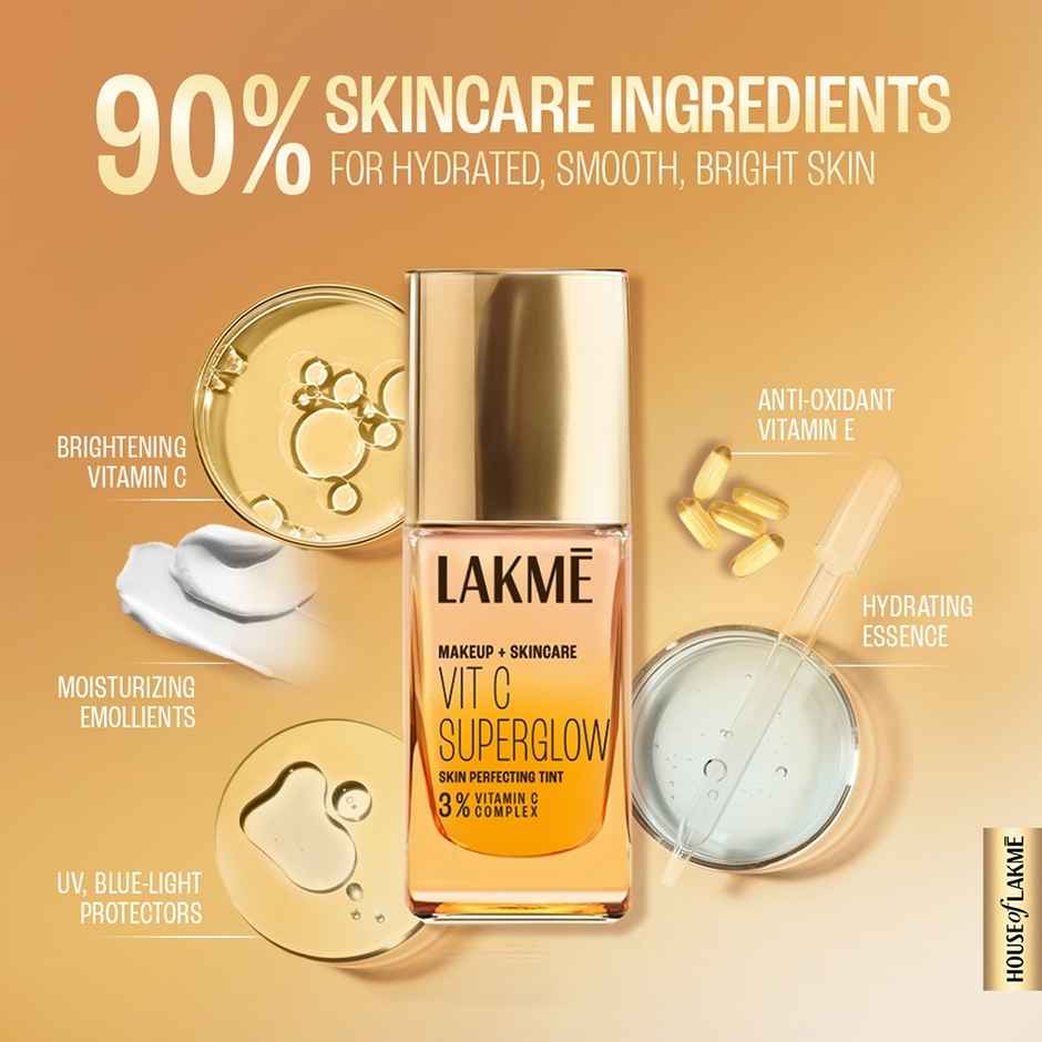 Lakme Makeup+Skincare VitC Superglow Skin Perfecting Tint Warm Sand W160
