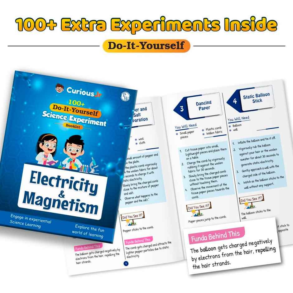 Physics Wallah Curious Jr. Electricity & Magnetism Science Projects Kit | Multicolor