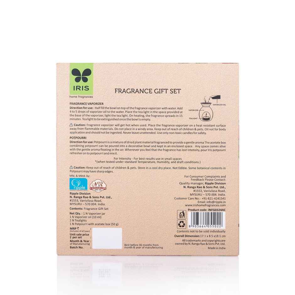 IRIS Apple Cinnamon Vaporiser Fragrance Gift With Potpouri And Oil