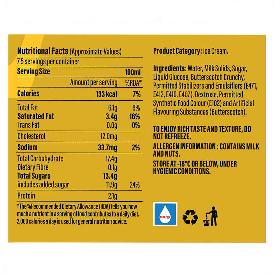 Mimo Crunchy Butterscotch Divine Ice Cream Tub
