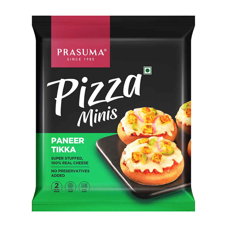 Prasuma Paneer Tikka Pizza Minis 2 pc 4.5 inches| Microwave, oven, airfryer or tawa