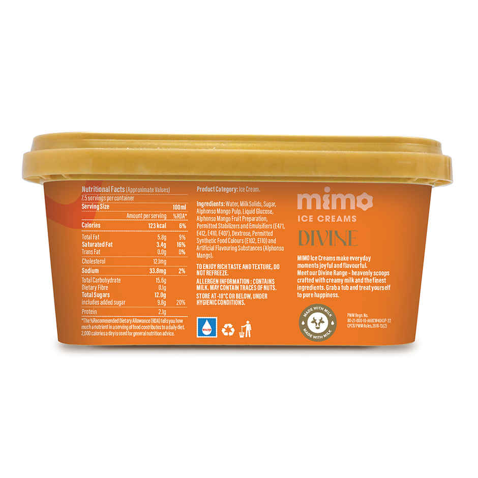 Mimo Alphonso Mango Divine Ice Cream Tub
