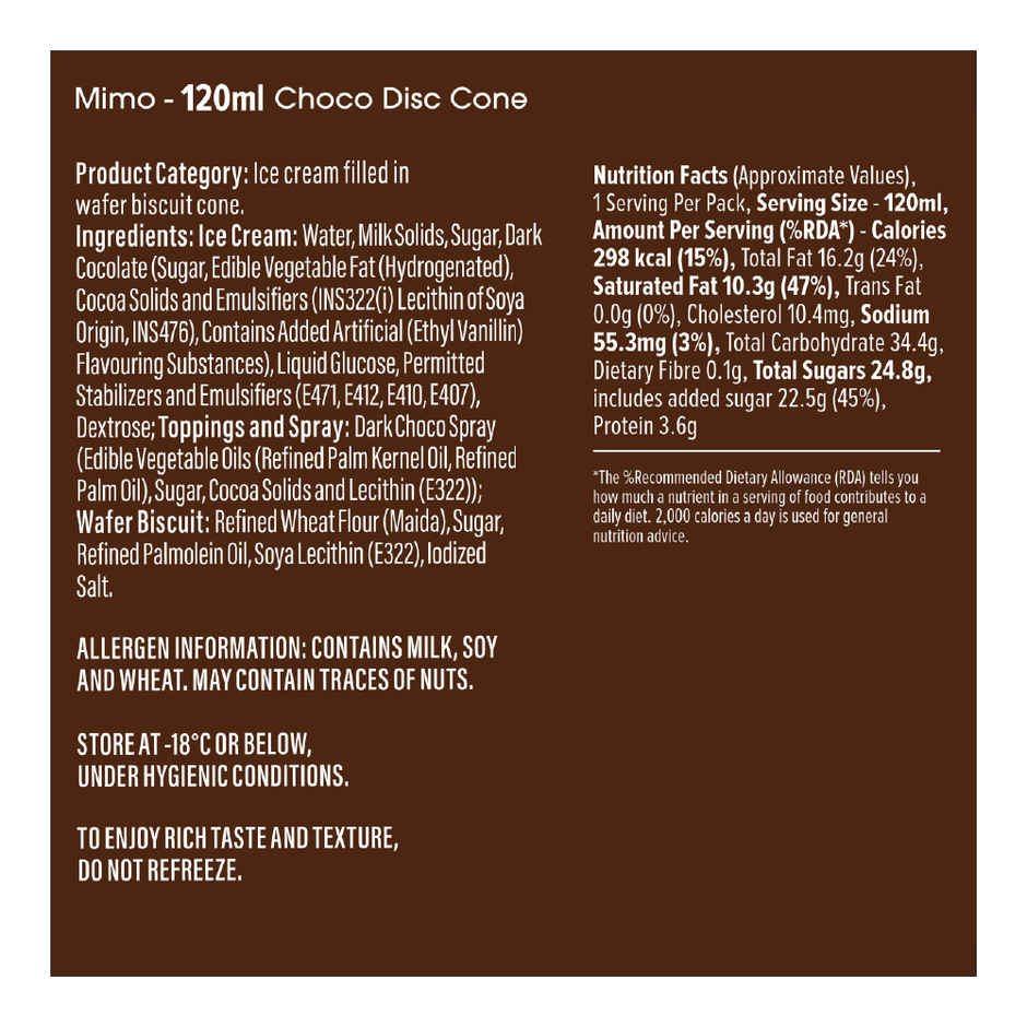 Mimo Choco Disc Cone Ice Cream
