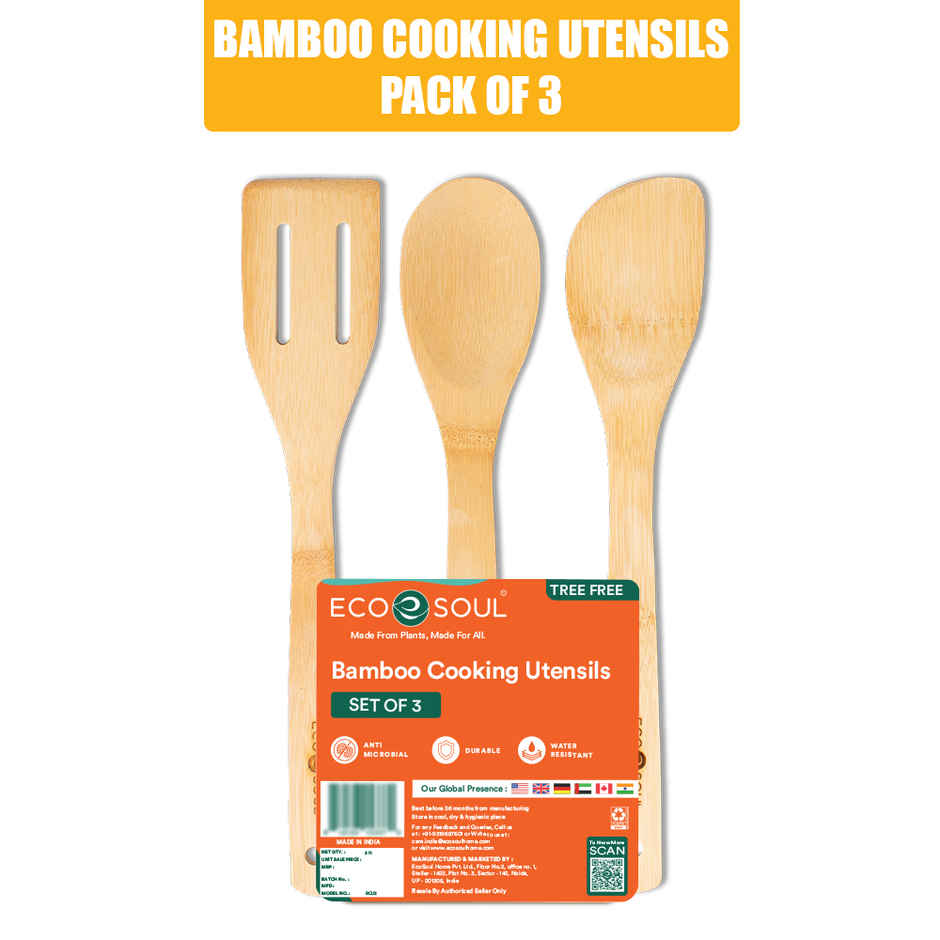 ECO SOUL Set of 3 | Bamboo Cooking Utensils