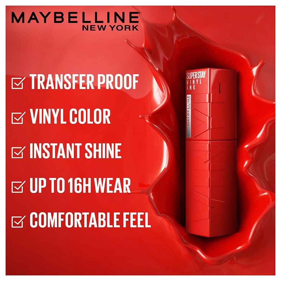 Maybelline New York Superstay Vinyl Ink Liquid Lipstick - Red Hot | Cruelty Free