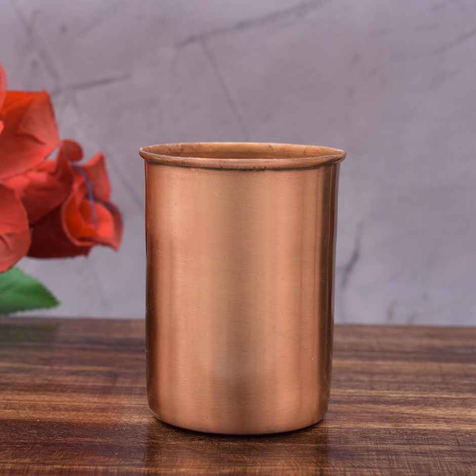 OGGN Plain Copper Water Glass For Daily & Office Use 250 ml, Pure Copper