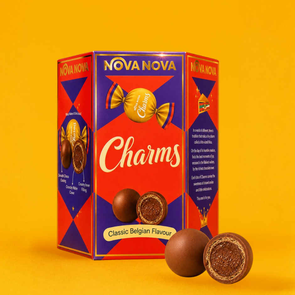 Nova Nova Charms Rakhi Gift Pack | Luxurious Belgian Chocolate Indulgence | Pack Of 8 Wafer Balls 