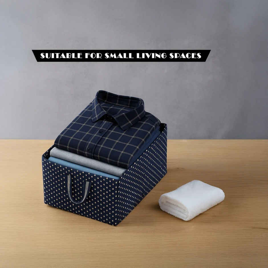 Zedak Metal Frame Fabric Foldable Cloth Organizer | Blue & White