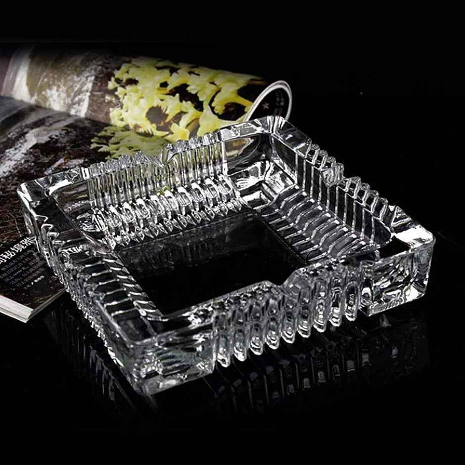 Capsicum Ash Tray Square Designer Transparent Crystal Quality Glass