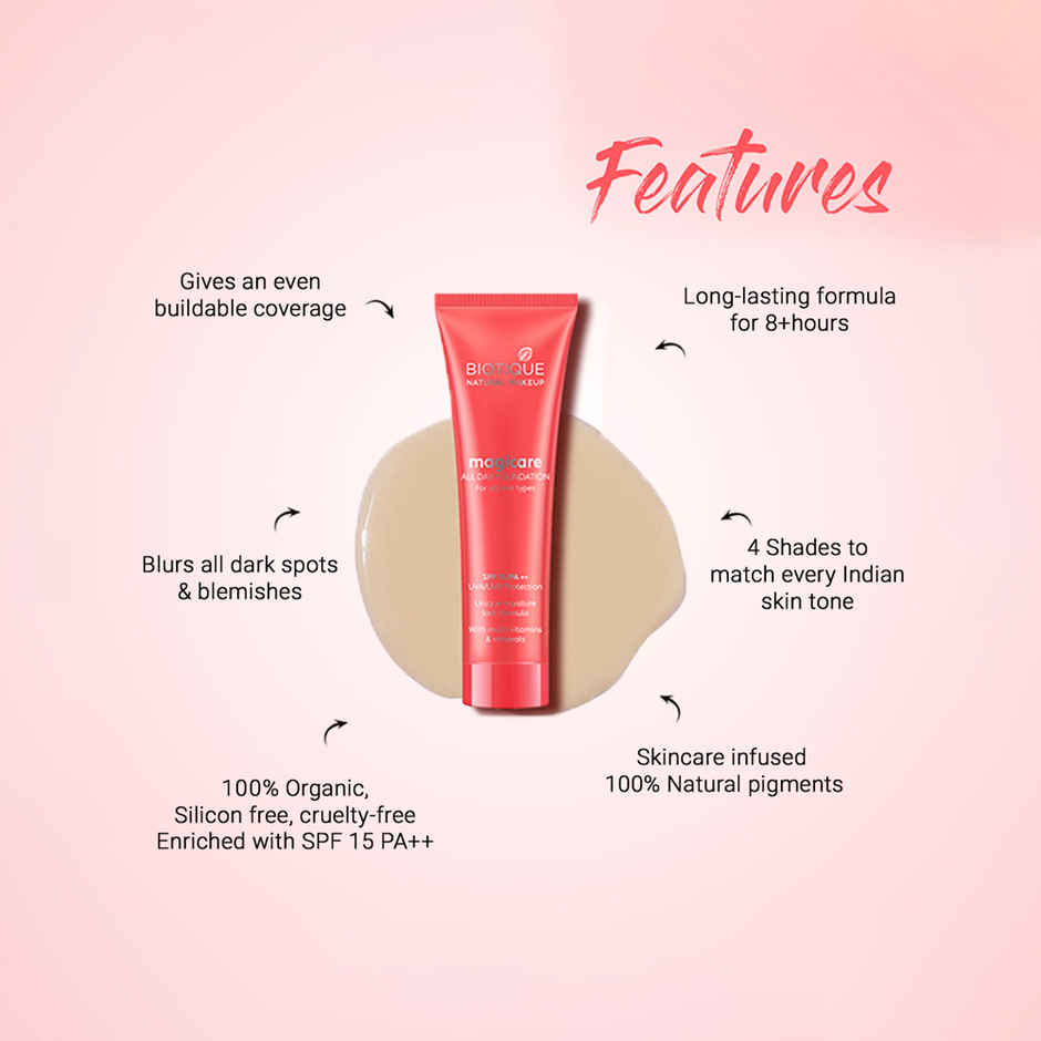 Biotique Natural Makeup Magicare All Day Foundation | Gypsum