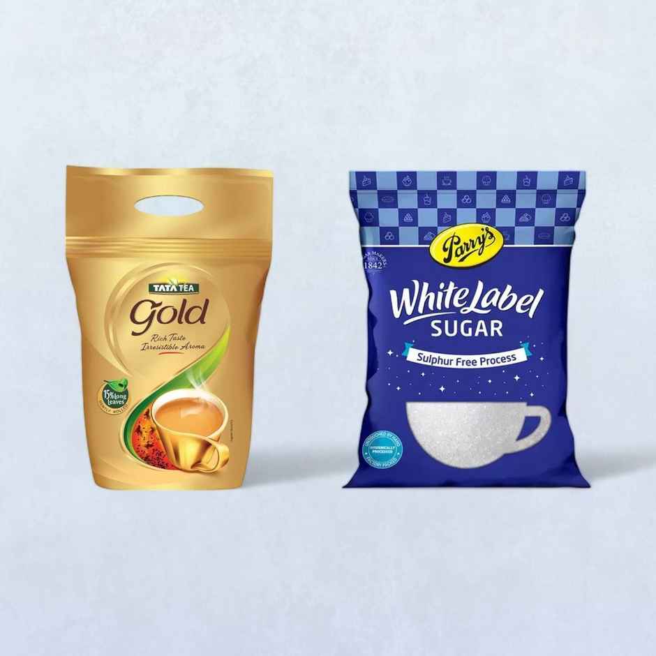 Tea & Sugar Super Saver Pack - Tata Tea Gold 1kg + Parry's White Label Sugar 1kg