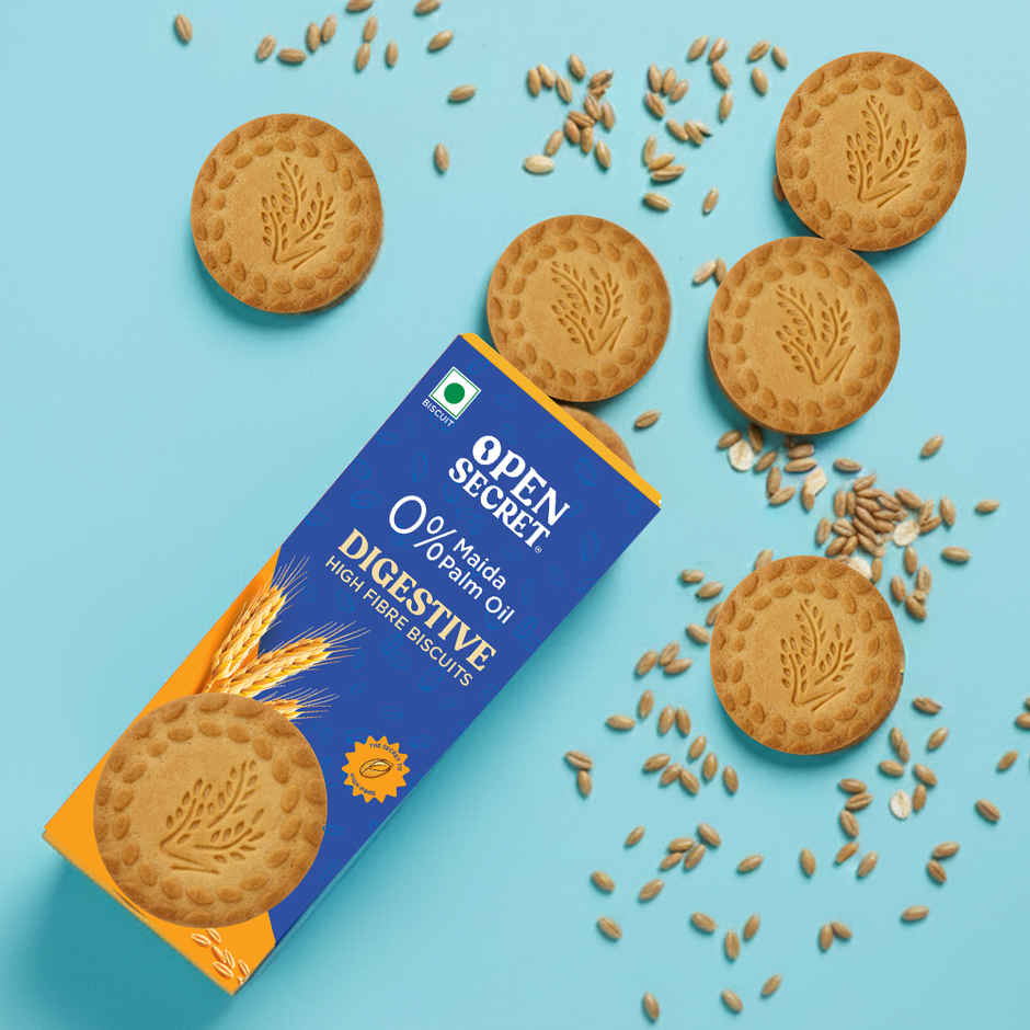 Open Secret Digestive Biscuit | Healthy High Fibre, 0% Maida, 0% Palm Oil | Goodness of Atta