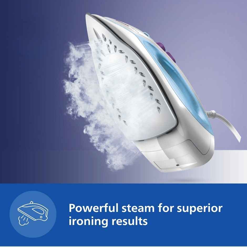 Philips GC1905/21 Steam Iron , 1300 W Quick heat-up, non-stick soleplate, Powerful 17gm/min steam output - Blue