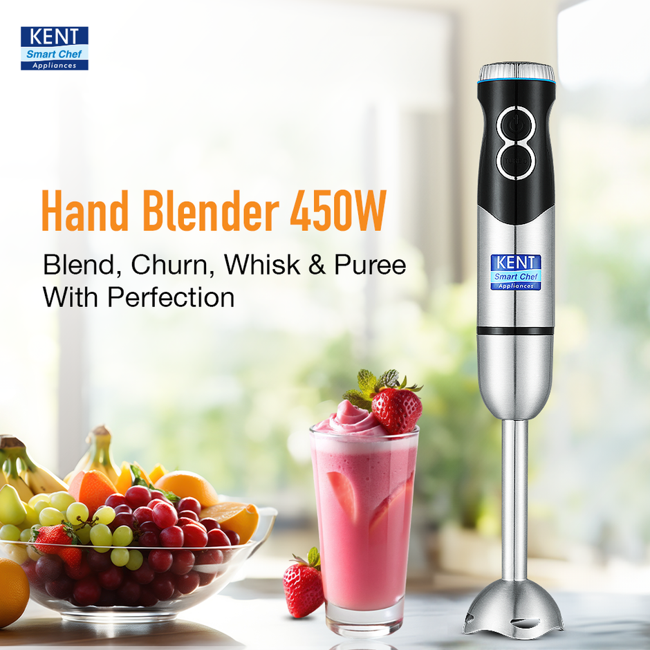 Kent Ss Hand Blender 450W | Variable Speed Control | Turbo Switch For Fast Blending ,- Silver