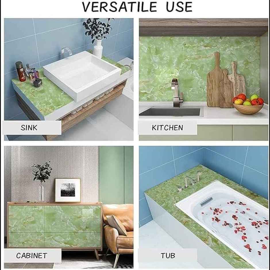 Perpetual Marble Stickers | DIY Peel & Stick Waterproof Wallpaper | 60 x 200Cm | Green