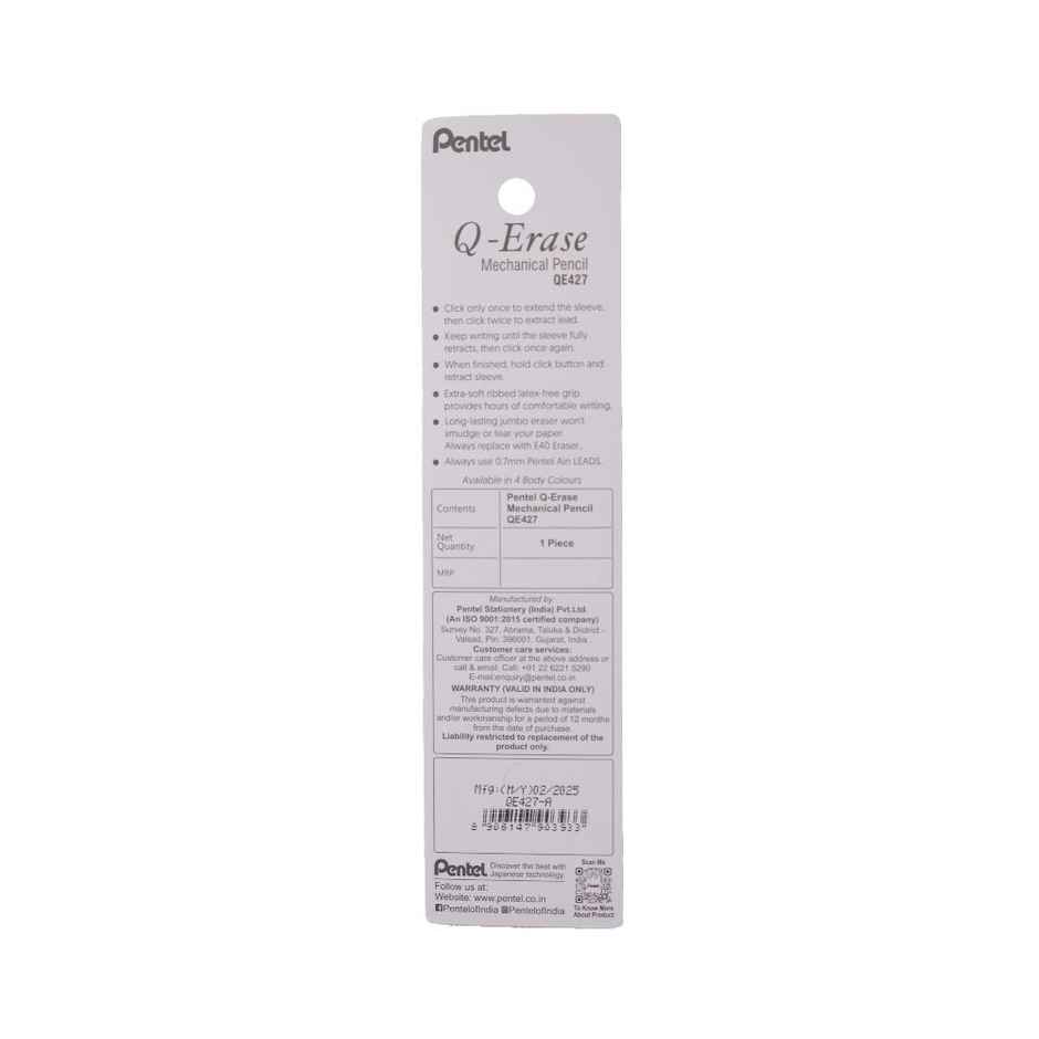 Pentel Q Erase Mechanical Pencil With Eraser Single Black Body