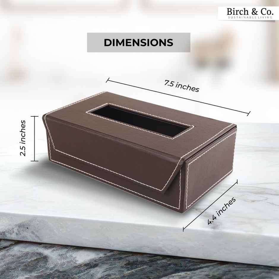 Birch & Co. Vegan Leather Tissue Box | Brown