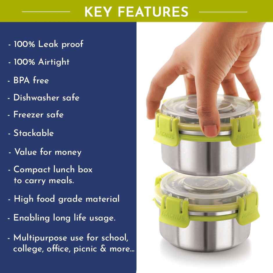 Magnus Avanza 3 Prime Lunch Box Set | Stainless Steel | Airtight Leakproof | Insulated Cover