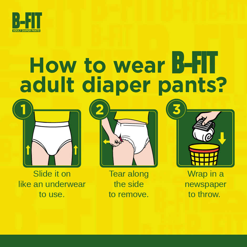 B-FIT Adult Pants Diapers (L, 30-56") Combo 