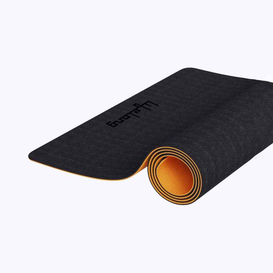 Lifelong 6mm Dual Color Anti-Slip Yoga Mat with Carry bag | Black and Orange