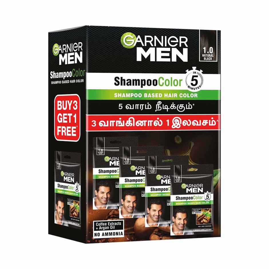 Garnier Men Shampoo Hair Color Shade 1.0 Natural Black Promo