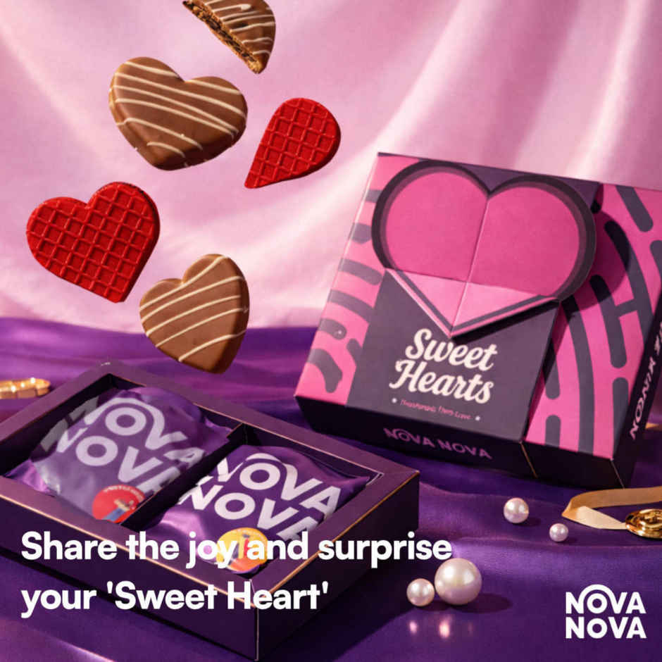 Nova Nova Heart Shaped Waffle Cookies & Chocolates | Assorted Sweet Hearts