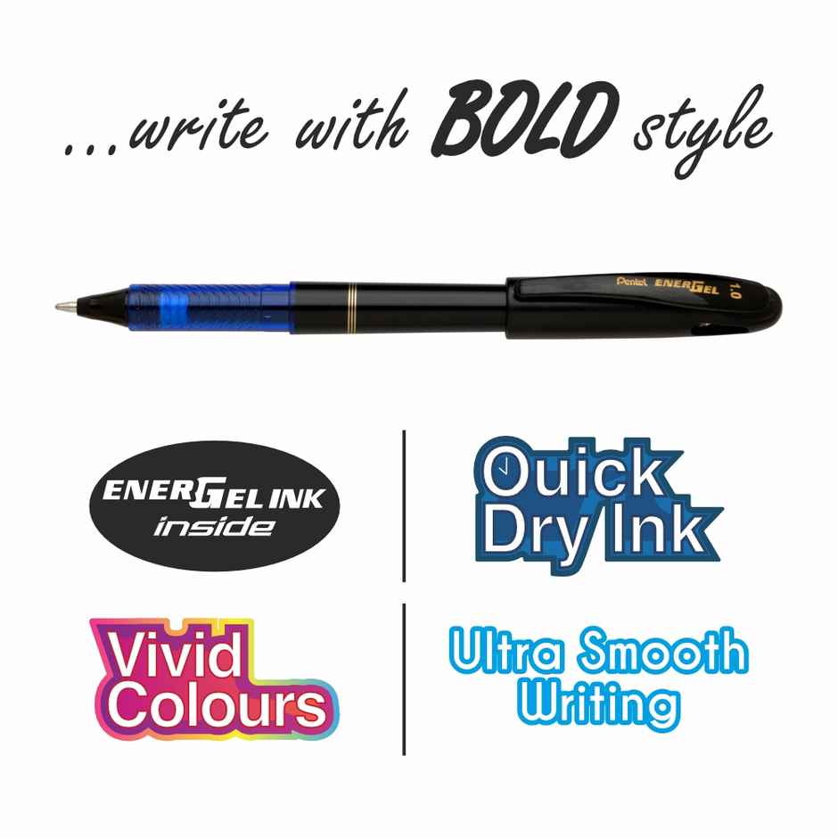Pentel BL410 Energel Bold Single Black Body Black Ink