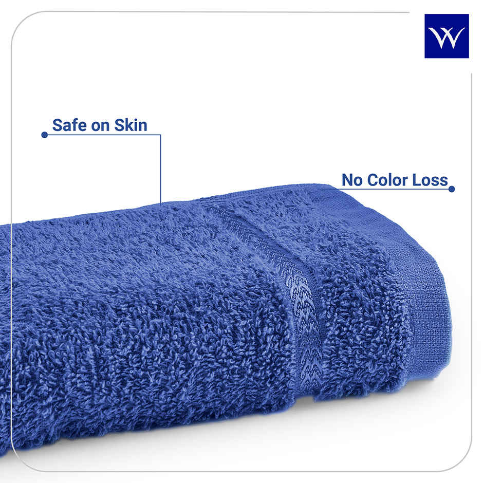 Welspun Quick Dry Cotton Dobby Weave Super Absorbent Ultra Soft Hand Towels Set | Navy Blue